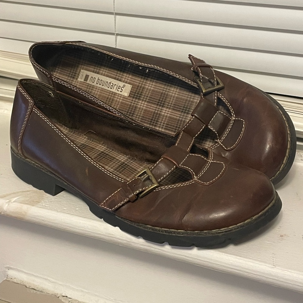 Vintage Y2K No Boundaries Mary Jane Chunky Slide On Shoes Flats size 9